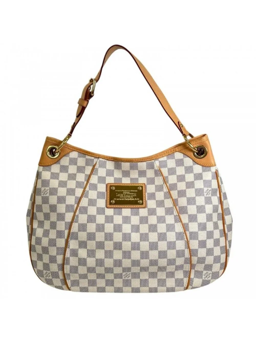 Louis Vuitton Shoulder Bag Galleria PM Damier Azur Canvas White Gold